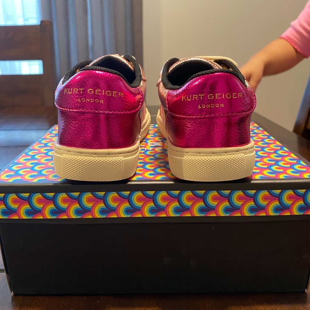 Kurt Geiger Kids Metallic Fuchsia Leather Sneakers